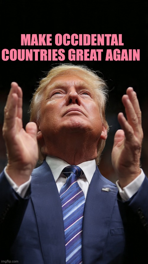 Make occidental countries great again! | Make occidental countries great again | image tagged in donald trump praise the lord | made w/ Imgflip meme maker