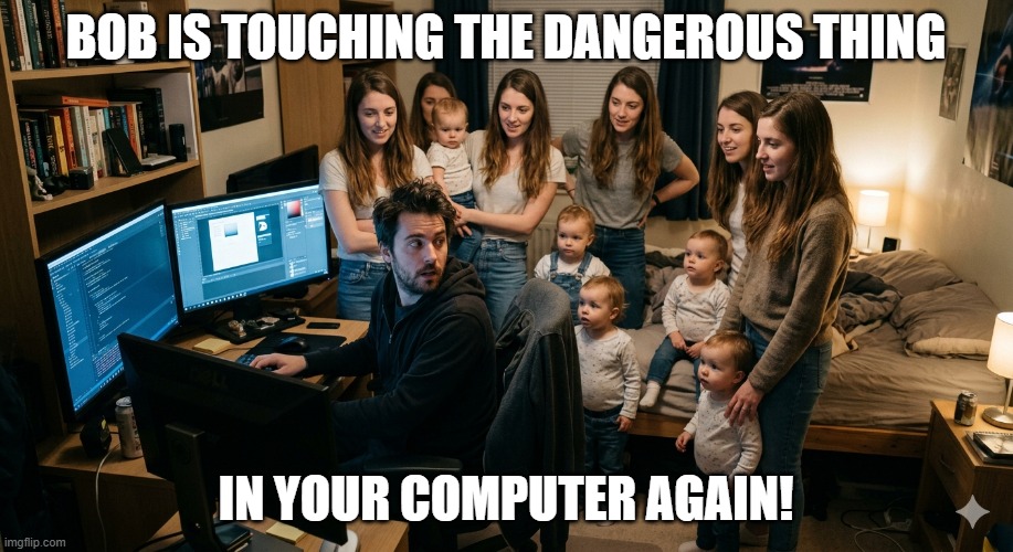 Bob is touching the dangerous thing in your computer again! | Bob is touching the dangerous thing; in your computer again! | image tagged in funny,computer,dangerousthing | made w/ Imgflip meme maker