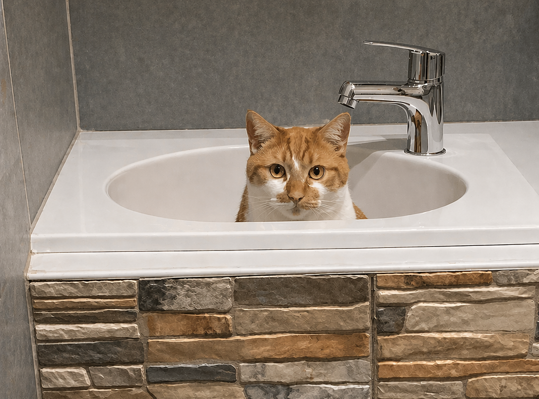 Cat in sink Blank Meme Template