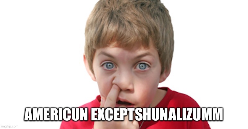 dumb kid | Americun exceptshunalizumm | image tagged in dumb kid | made w/ Imgflip meme maker