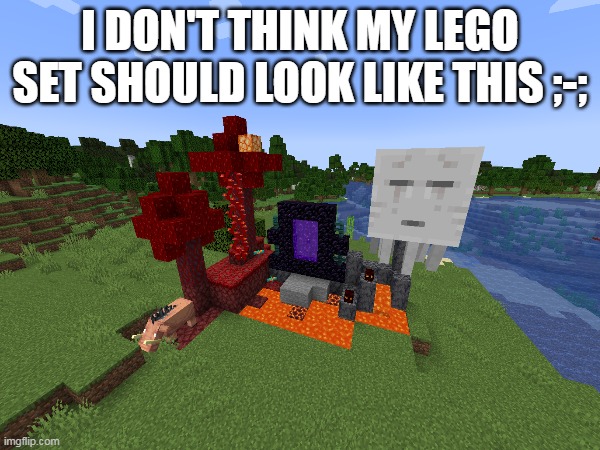 Yea idk if i followed the instructions carefully | i don't think my lego set should look like this ;-; | image tagged in lego,minecraft | made w/ Imgflip meme maker