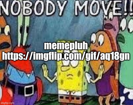 NOBODY MOVE!! | memepluh
https://imgflip.com/gif/aq18gn | image tagged in nobody move | made w/ Imgflip meme maker