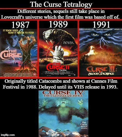 The Curse Tetralogy | image tagged in h p lovecraft,the colour out of space,the curse,cosmic horror,google images,memes | made w/ Imgflip meme maker