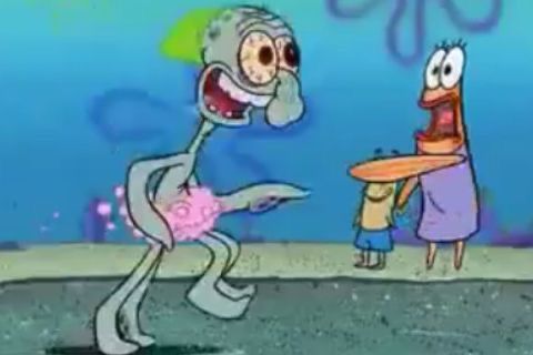 squidward laughing Blank Meme Template