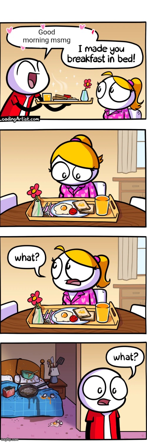 ily msmg | Good morning msmg | image tagged in good morning,msmg,morning,breakfast,bed,wait | made w/ Imgflip meme maker