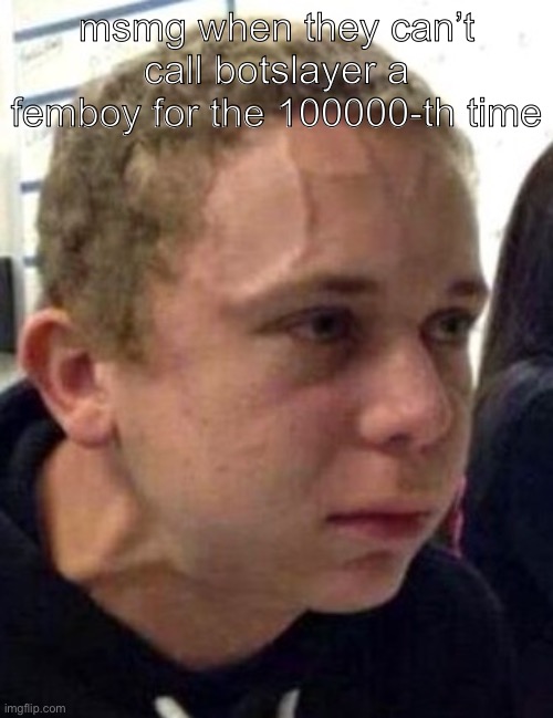 neck vein guy | msmg when they can’t call botslayer a femboy for the 100000-th time | image tagged in neck vein guy | made w/ Imgflip meme maker