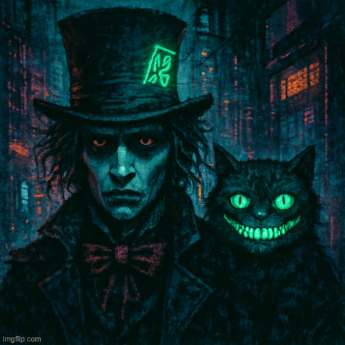 The Mad Hatter and The Cheshire Cat Blank Meme Template