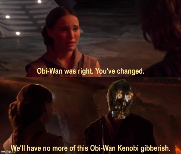 Anakin, You've Changed! | image tagged in star wars,anakin skywalker,padme,c3po | made w/ Imgflip meme maker