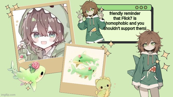 Image Title | friendly reminder that Flick7 is homophobic and you shouldn't support them! | image tagged in ur_local_demiboy's announcement template | made w/ Imgflip meme maker