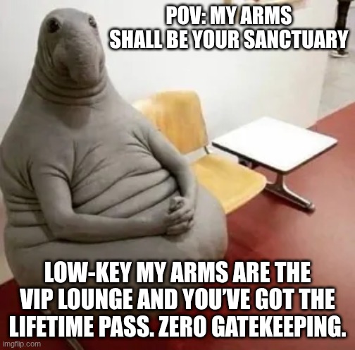 Pov: My arms shall be your sanctuary; Low-key my arms are the VIP lounge and you’ve got the lifetime pass. Zero gatekeeping. | image tagged in google images | made w/ Imgflip meme maker