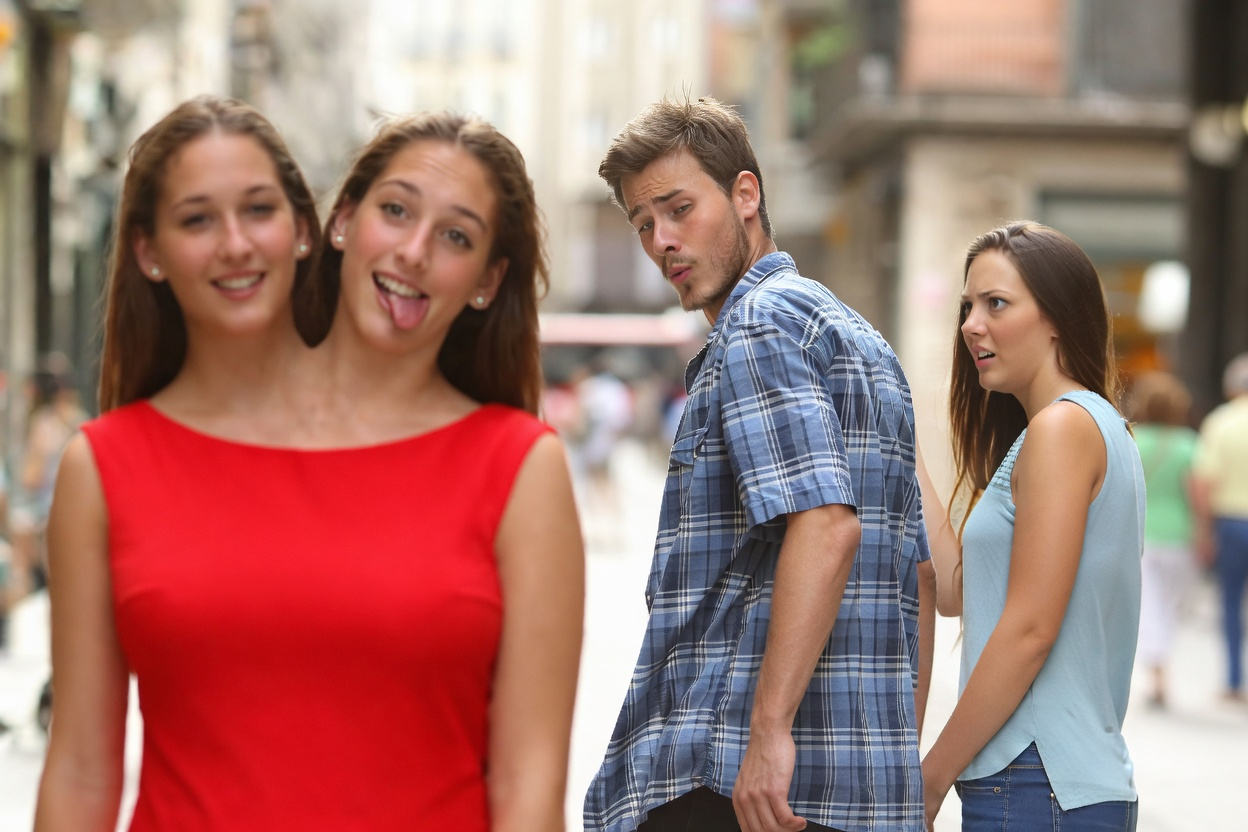 Distracted by Conjoined Twins Boyfriend Blank Meme Template