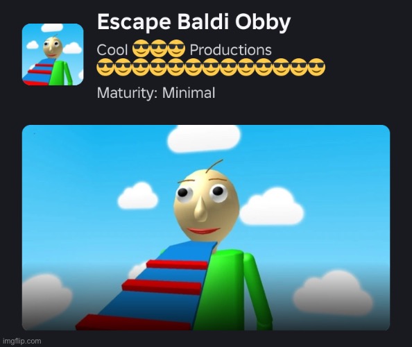 Remember this kind of games (Credits to Cool Productions for the game) | image tagged in baldi's basics,obby,roblox game,roblox obby,roblox | made w/ Imgflip meme maker
