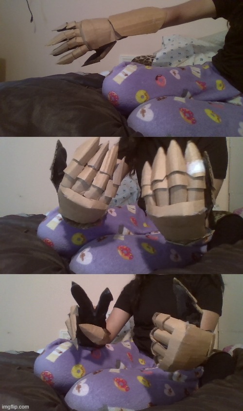 check out these cool cardbord gauntlets i made! (they took me a while) | image tagged in win_20260424_17_34_07_pro jpg | made w/ Imgflip meme maker