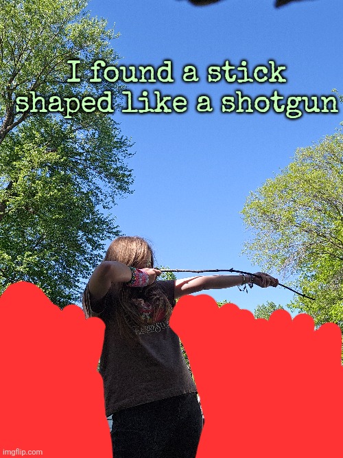 I found a stick shaped like a shotgun | made w/ Imgflip meme maker