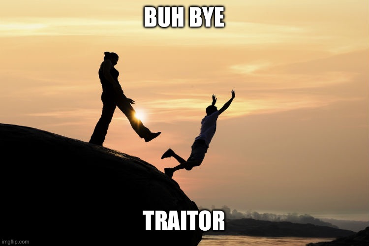 traitor | Buh bye Traitor | image tagged in traitor | made w/ Imgflip meme maker
