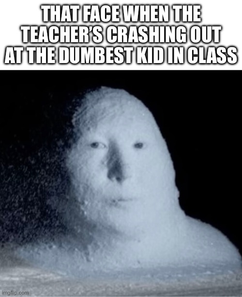 Snowman | That face when the teacher’s crashing out at the dumbest kid in class | image tagged in snowman | made w/ Imgflip meme maker