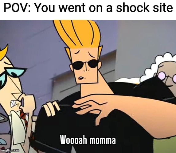 Well what were you expecting to find there? Cute puppies and kittens?? Lol | POV: You went on a shock site | image tagged in johnny bravo woooah momma,shock sites,internet,2000s internet | made w/ Imgflip meme maker