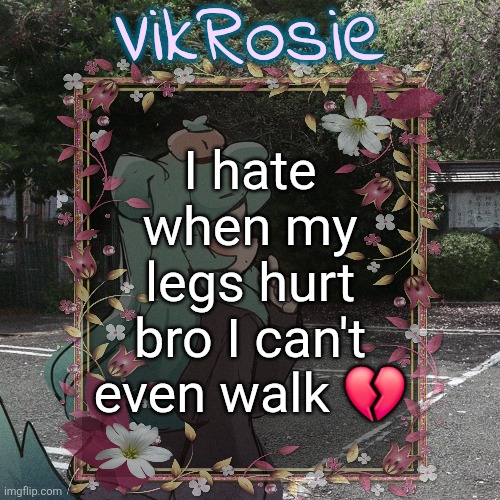 I better not see anyone say "my fault" | I hate when my legs hurt bro I can't even walk 💔 | image tagged in rose's tanger temp | made w/ Imgflip meme maker