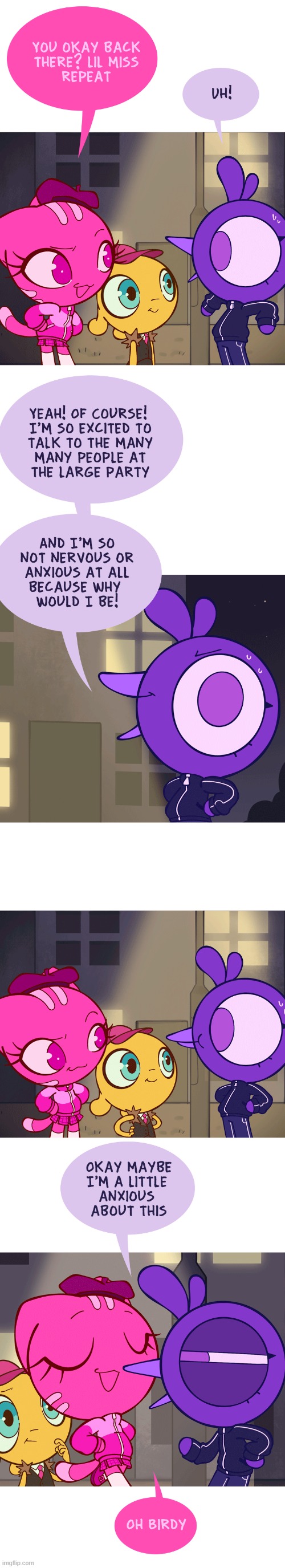 image tagged in cat,bird,henchman,anxious,anxiety,nervous | made w/ Imgflip meme maker