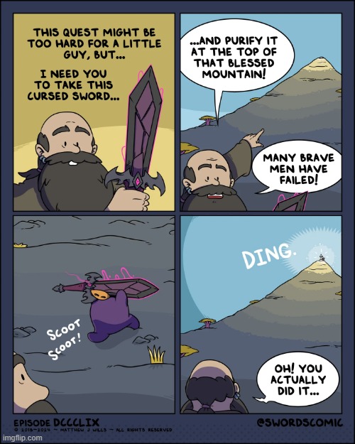 Pest Sprout blesses a sword! | image tagged in sprout,pest,quest,sword,blessed,mountain | made w/ Imgflip meme maker