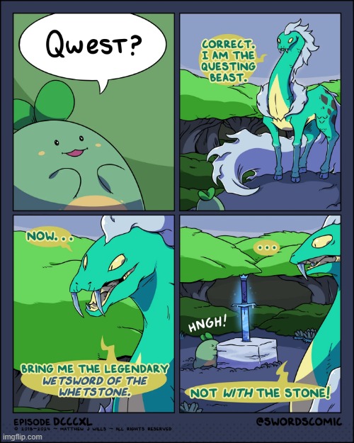 The Questing Beast | image tagged in swords,sprout,quest,beast,sword,ice | made w/ Imgflip meme maker