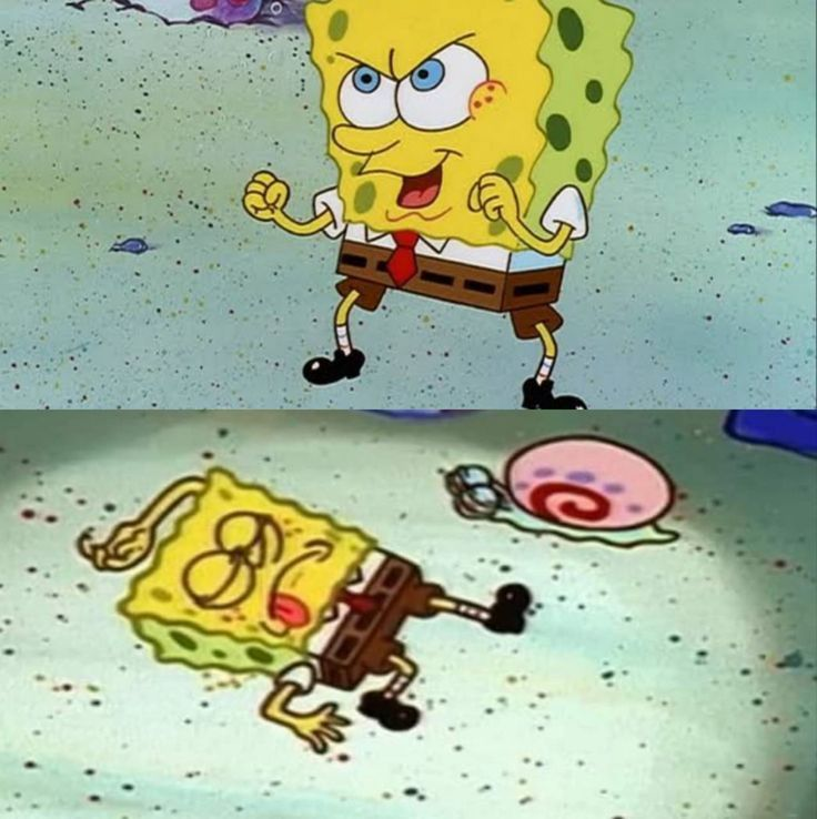 Spongebob fighting and passes out Blank Meme Template