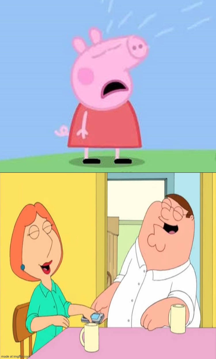 Peter and Lois laughing at Peppa pig crying | image tagged in who's laughing at peppa pig crying,deviantart,peppa pig,family guy,disney,20th century fox | made w/ Imgflip meme maker
