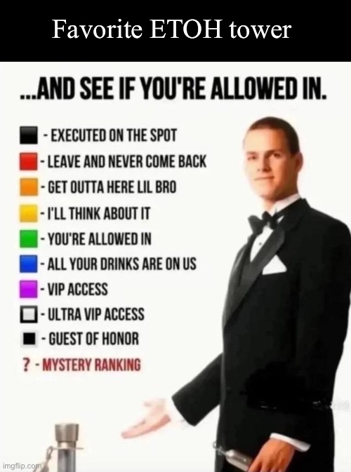 I don’t even know if anyone still plays this game | Favorite ETOH tower | image tagged in and see if you're allowed in,etoh,memes | made w/ Imgflip meme maker