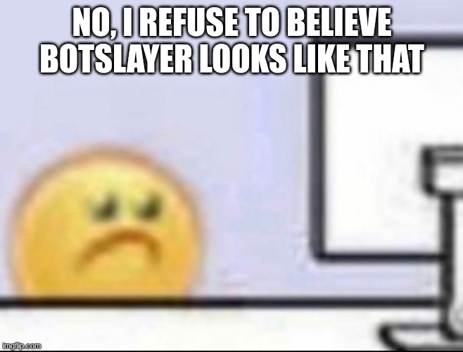 Zad | no, I refuse to believe botslayer looks like that | image tagged in zad | made w/ Imgflip meme maker