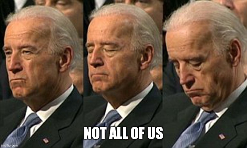 Not all of us | image tagged in joe biden sleeping | made w/ Imgflip meme maker