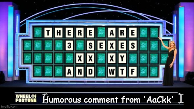 Biologically, there are two primary sexes in humans: male & female. | Humorous comment from 'AaCkk' | image tagged in gender,gender identity,gender confusion,political humor,liberals vs conservatives,biology | made w/ Imgflip meme maker