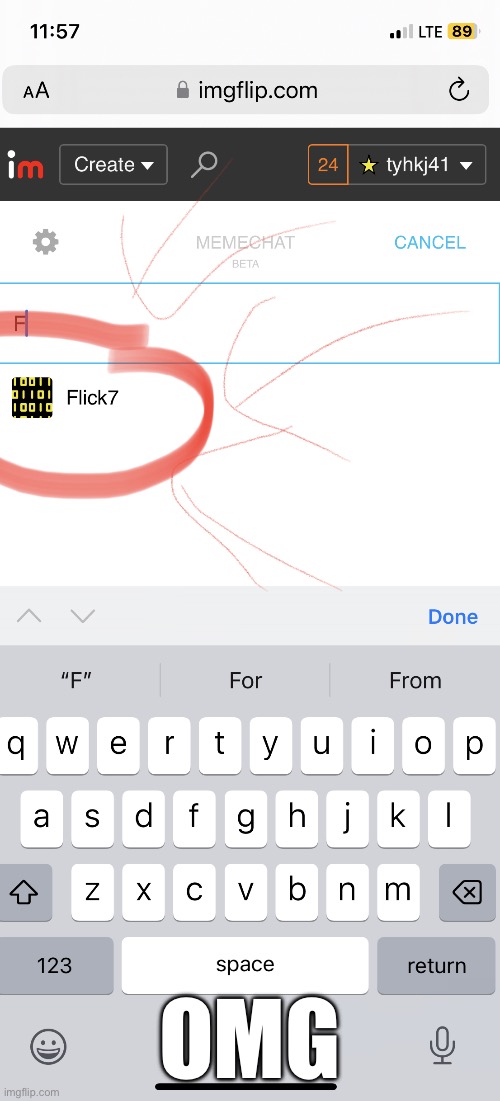 OMG FLICK7 ACTUALLY FOLLOWED ME | OMG | image tagged in flick7,flick7followedme,omg | made w/ Imgflip meme maker