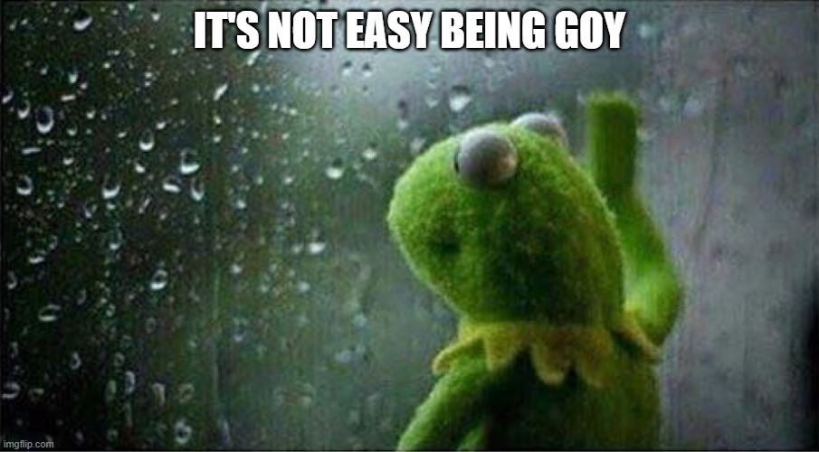 Not easy being goy | It's not easy being goy | image tagged in kermit staring out of window | made w/ Imgflip meme maker