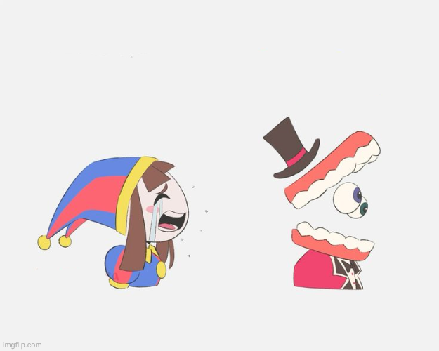 High Quality Pomni crying at Caine Blank Meme Template