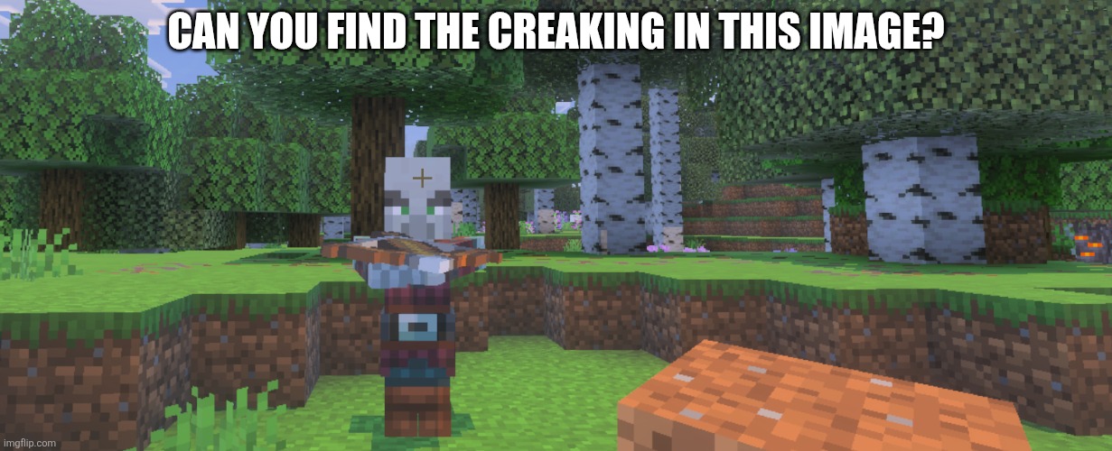 Pillager | Can you find the creaking in this image? | image tagged in pillager | made w/ Imgflip meme maker
