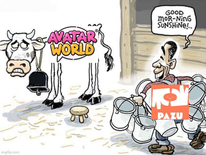 Pazu Right Now | image tagged in milking the cow,avatar world | made w/ Imgflip meme maker