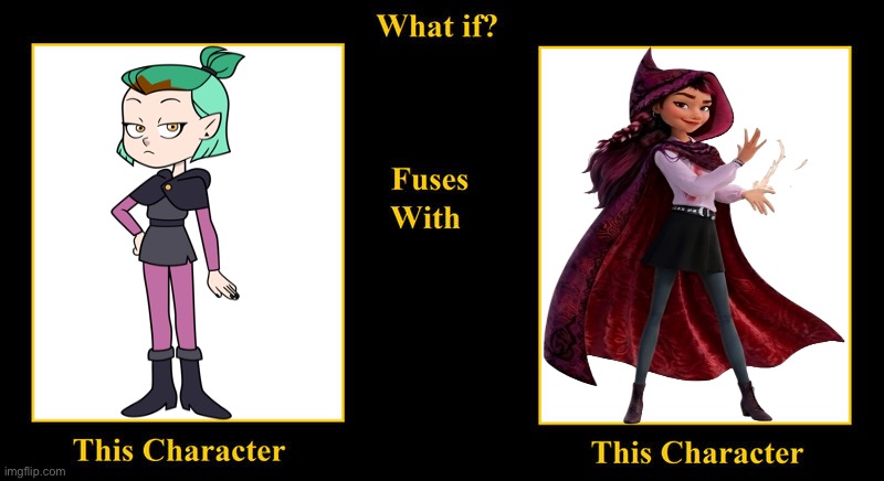 Amity Blight Fuses With Billie Doe | image tagged in blank fusion meme,hexed,the owl house,amity blight,billie doe,teenage girl | made w/ Imgflip meme maker