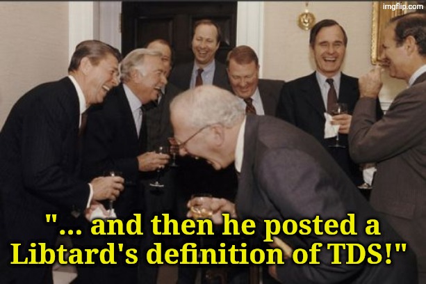 Laughing Men In Suits Meme | "... and then he posted a Libtard's definition of TDS!" | image tagged in memes,laughing men in suits | made w/ Imgflip meme maker