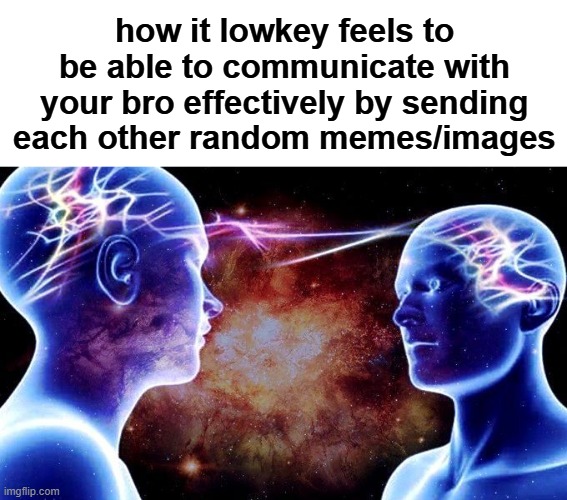 me and bro | how it lowkey feels to be able to communicate with your bro effectively by sending each other random memes/images | image tagged in mind reading,fun,memes,real,27 | made w/ Imgflip meme maker