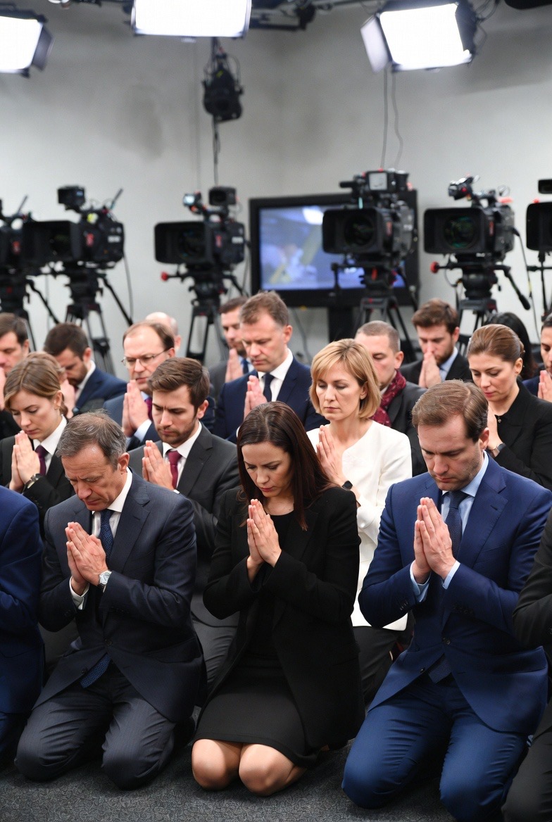 Praying reporters Blank Meme Template