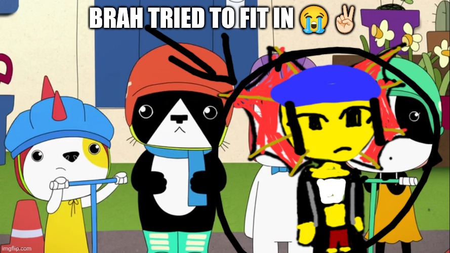 4 Animals, 4 Scooters? | Brah tried to fit in 😭✌🏻 | image tagged in 4 animals 4 scooters | made w/ Imgflip meme maker