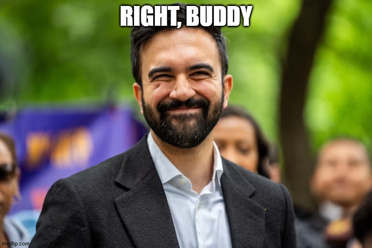 right, buddy | image tagged in zohran mamdani grinning | made w/ Imgflip meme maker