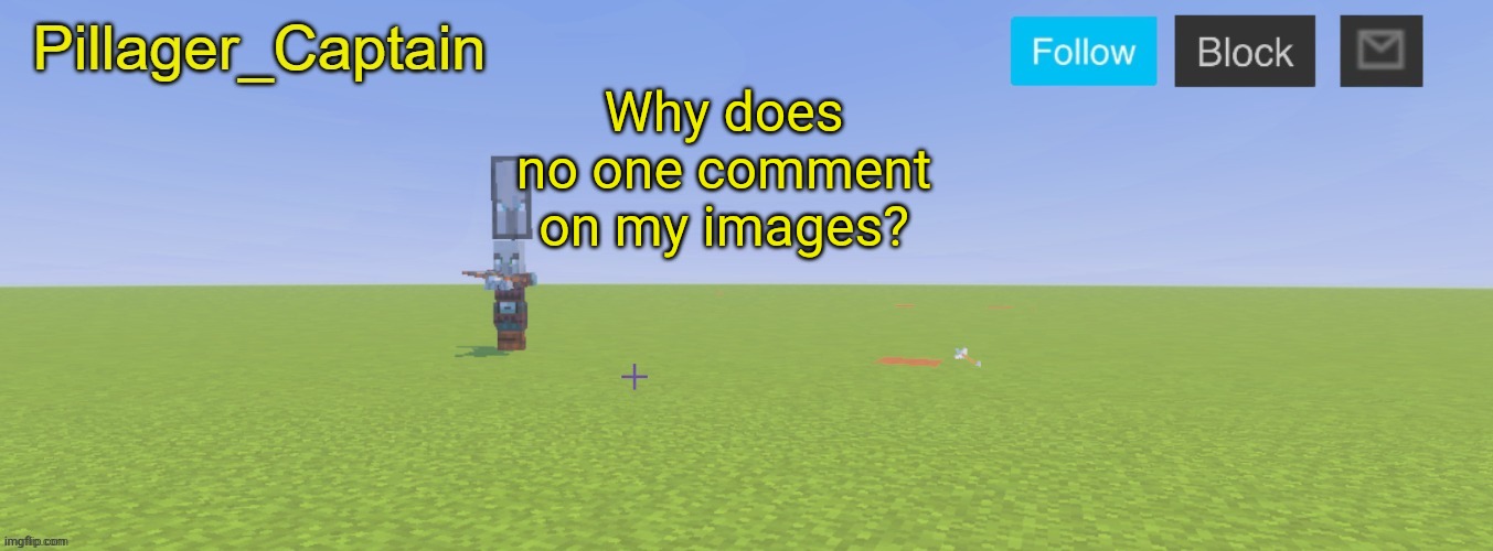 Pillager_Captain Announcement Template | Why does no one comment on my images? | image tagged in pillager_captain announcement template | made w/ Imgflip meme maker