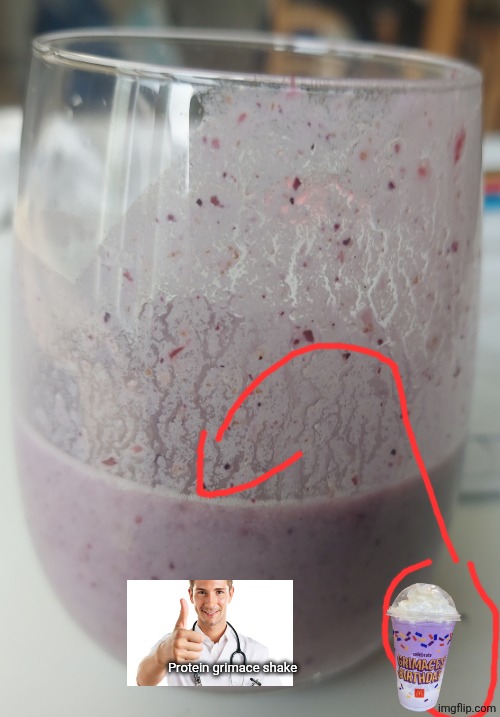 17771920216167496695486880184473.jpg | Protein grimace shake | made w/ Imgflip meme maker