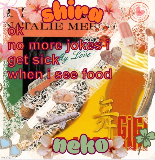 idfk what to do | ok 
no more jokes i get sick when i see food | image tagged in neko and shira shared temp 3 | made w/ Imgflip meme maker