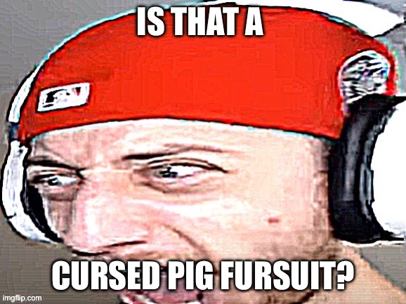 Is that a Cursed pig fursuit? | image tagged in wubzy screaming | made w/ Imgflip meme maker
