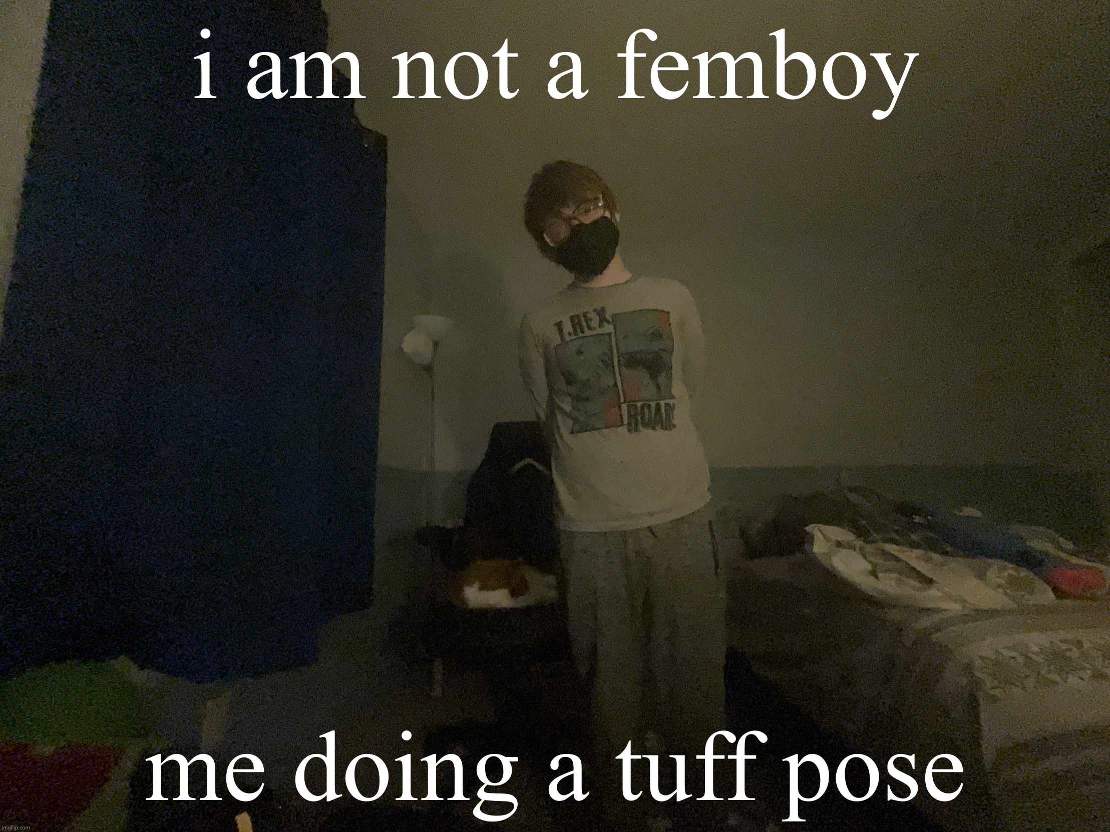 IMG_2662.jpeg | i am not a femboy; me doing a tuff pose | image tagged in img_2662 jpeg | made w/ Imgflip meme maker