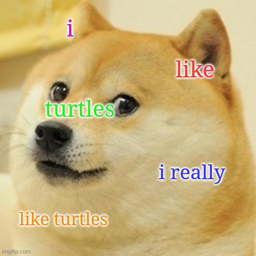 Doge | i; like; turtles; i really; like turtles | image tagged in memes,doge | made w/ Imgflip meme maker