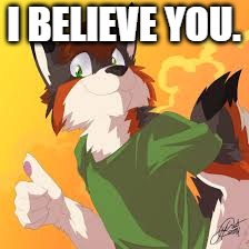 I Believe You | I believe you. | image tagged in furry thumbs up,memes | made w/ Imgflip meme maker