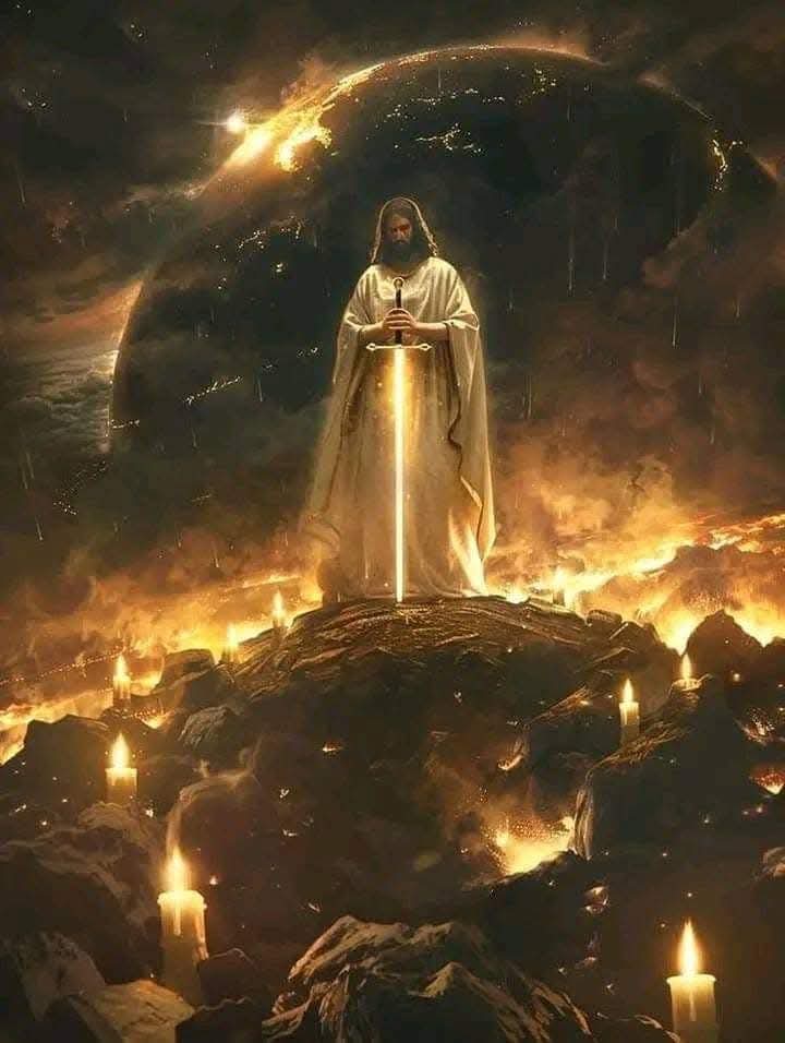 Jesus with Sword Blank Meme Template